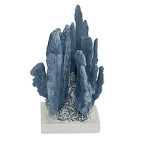 Blue Polystone Coastal Sculpture, Coral 10" x 7" x 6"