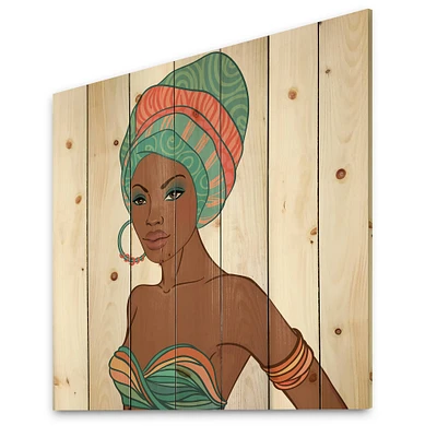 Designart - African American Woman With Earring & Turban