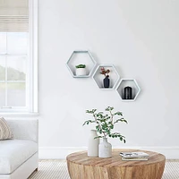 NEX™ Light Blue White Rustic Floating Honeycomb Shelf Set