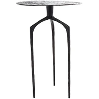 22" Gray Aluminum Geometric Textured Accent Table