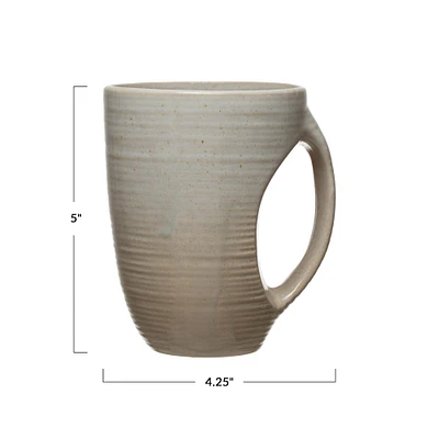 Neutral Beige Reactive Glaze Stoneware Mug Set