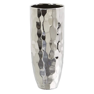 13" Designer Silver Cylinder Vase
