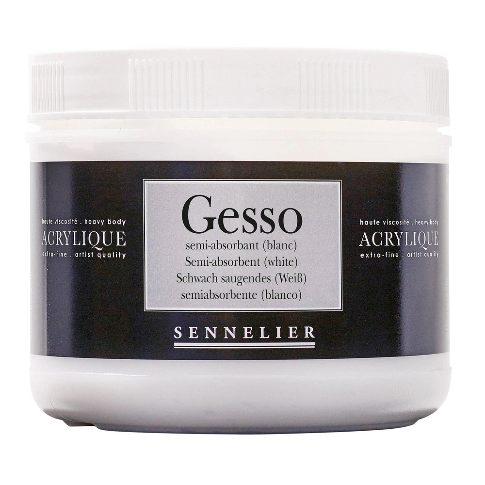 Sennelier Artists' White Semi-Absorbent Acrylic Gesso, 500mL