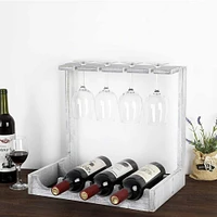 NEX™ Wood Wine Bottle Holder with Glass Rack