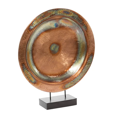 29.5" Copper Metal Round Charger Plate Sculpture