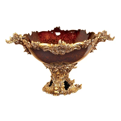 19" Gold Resin Traditional Décor Bowl