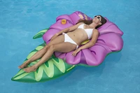 6ft. Inflatable Green & Pink Hibiscus Flower Pool Float