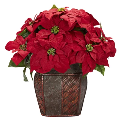 18" Potted Poinsettia with Decorative Vase