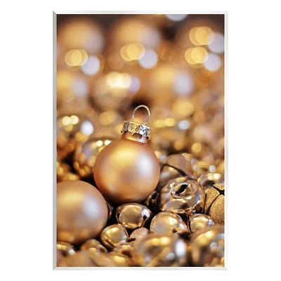 Stupell Industries Gleaming Christmas Ornaments Bells Wall Plaque Art