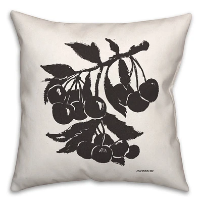 Block Print Cherries 18" x 18" Throw Pillow