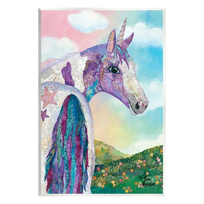 Stupell Industries Starry Eyed Unicorn Floral Fantasy Meadow Wall Plaque Art