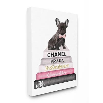 Stupell Industries Fashion Books & French Bulldog Canvas Wall Art