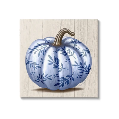 Stupell Industries Blue Patterned Botanical Pumpkin Canvas Wall Art