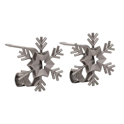 Original MantleClip® Pewter Snowflake Icons Stocking Holders, 2ct.