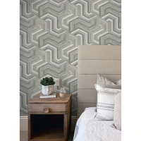 RoomMates Geo Puzzle Faux Grasscloth Peel & Stick Wallpaper