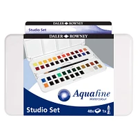 Daler-Rowney® Aquafine 48-Color Half-Pan Watercolor Travel Set with Brush