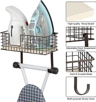 NEX™ Wall Mounted Ironing Board Hanger for T-Leg with Storage Basket