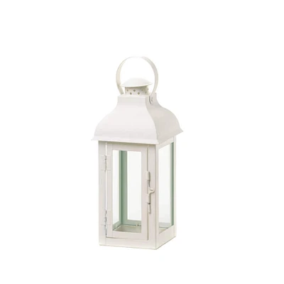 12.75" Gable White Lantern