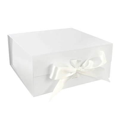 Large White Collapsible Ribbon Box by Celebrate It®