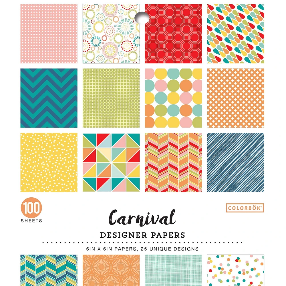 Colorbok® Carnival 6" x 6" Single-Sided Printed Cardstock, 100 Sheets