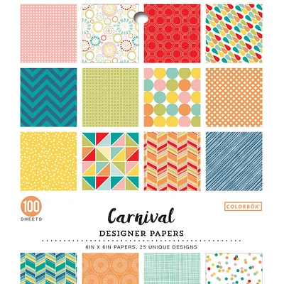 Colorbok® Carnival 6" x 6" Single-Sided Printed Cardstock, 100 Sheets