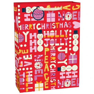 28" Holly Jolly Christmas Paper Gift Bags, 6ct.