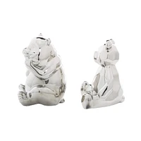 CosmoLiving by Cosmopolitan Set of 2 Silver Ceramic Sculpture 8", 7"