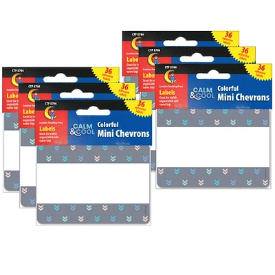 Creative Teaching Press® Calm & Cool Colorful Mini Chevrons Name Tag Labels, 6 Packs of 36