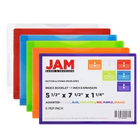 JAM Paper 5.5" x 7.5" Plastic Button & String Tie Closure Envelopes, 6ct.