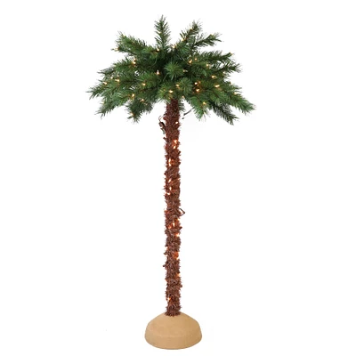 6 Pack: 5ft. Pre-Lit Artificial Palm Tree, Clear Lights