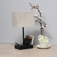 Simple Designs 15.3" Table Lamp with 2 USB Ports & Charging Outlet
