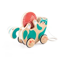 Hape Walk-A-Long Roll & Rattle Kitten Wooden Toddler Toy