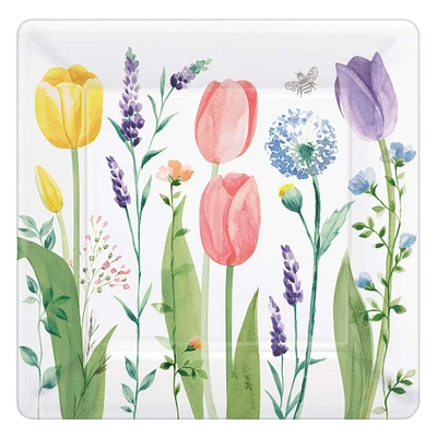 10" Spring Tulip Garden Square Paper Plates, 24ct.