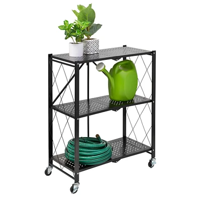Honey Can Do Black Collapsible 3-Tier Metal Shelf