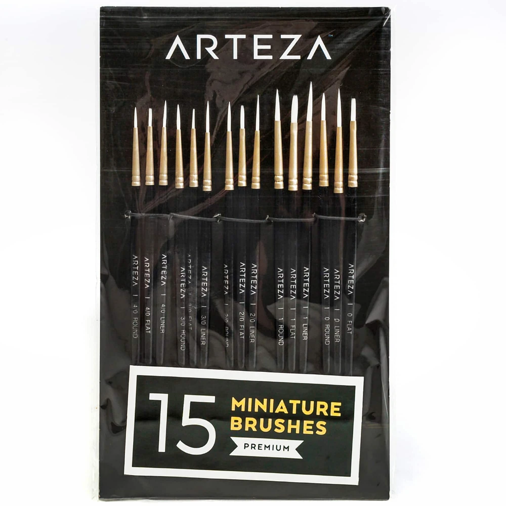 Arteza® Handmade Taklon Hair 15 Piece Miniature Detail Paint Brush Set