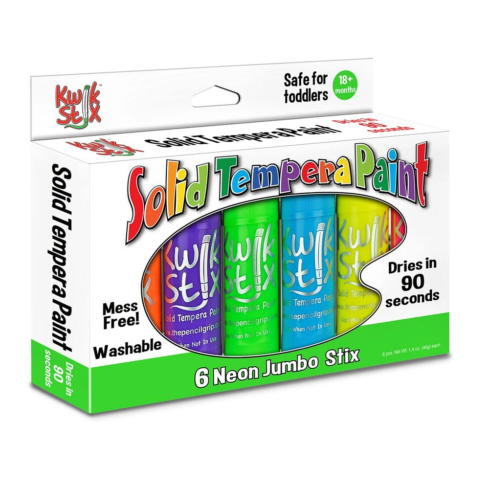 Kwik Stix™ 6 Neon Color Jumbo Solid Tempera Paint Stick Set