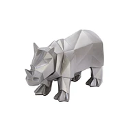 CosmoLiving by Cosmopolitan 10" Silver Polystone Rhino Sculpture