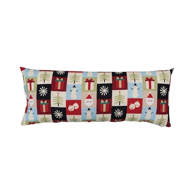 Hello Honey® Multicolor Cotton Printed Lumbar Pillow with Holiday Pattern