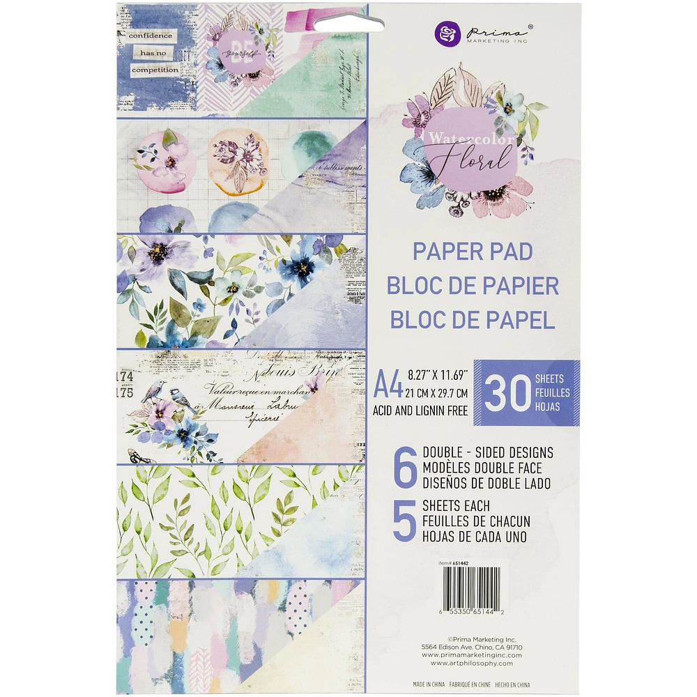 Prima® Watercolor Floral Paper Pad, 8" x 12"