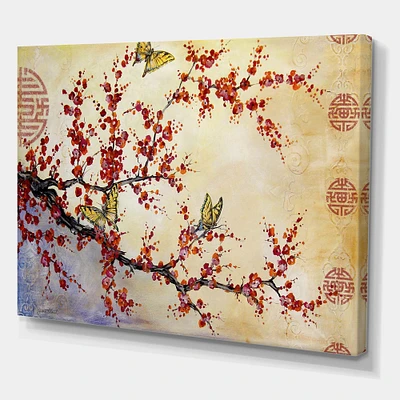 Designart - Butterfly Blossoms-Asian - Cottage Canvas Art Print