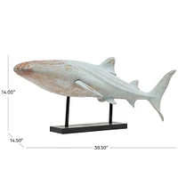 38.5" Distressed Polystone Coastal Whale Shark Décor