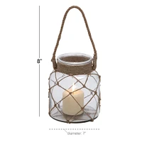 8" Glass Coastal Candle Holder Lantern