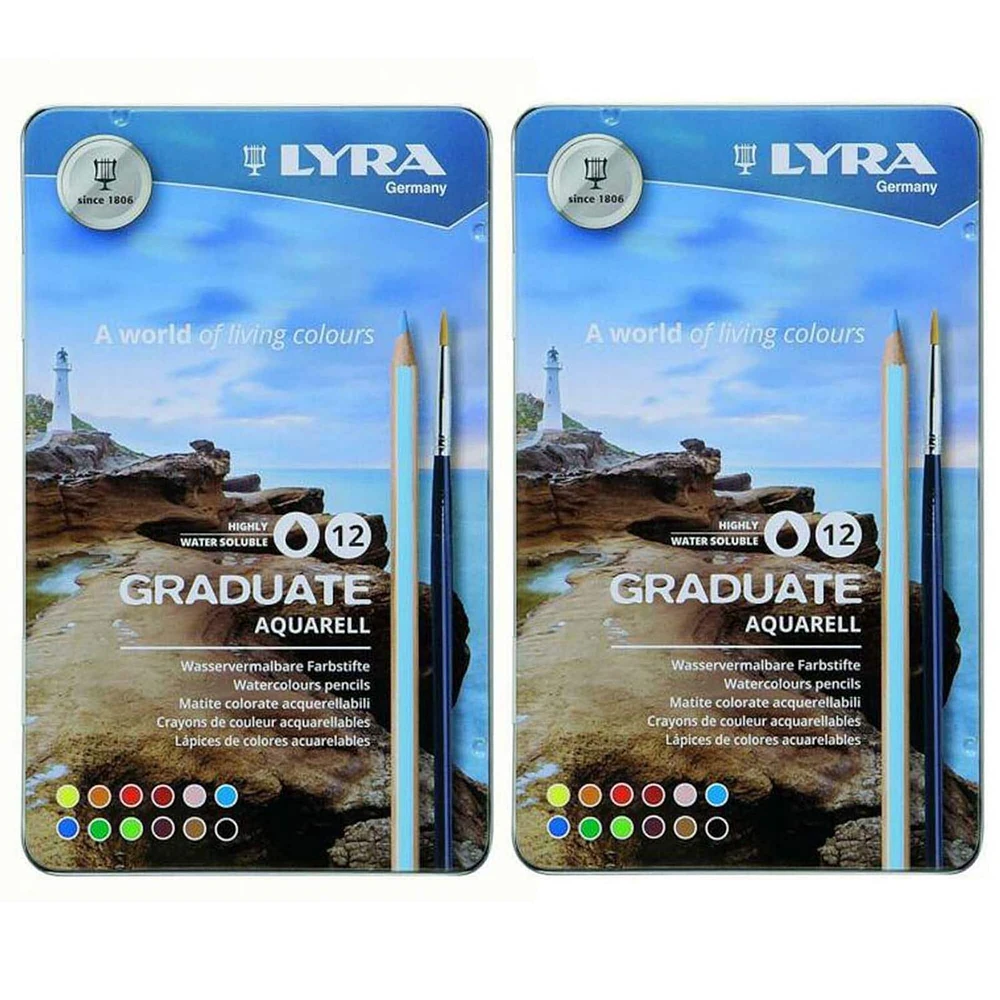 Lyra Graduate Aquarell Watercolor Colored Pencils, 2 Packs of 12