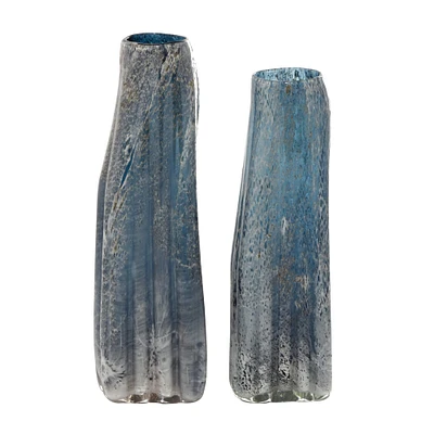 The Novogratz Blue Glass Contemporary Vase Set