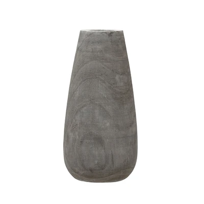 15" Paulownia Wood Grey Wash Vase