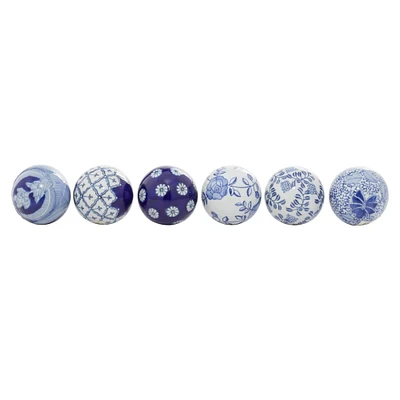 3" & White Patterned Ceramic Vase Filler Orb Set