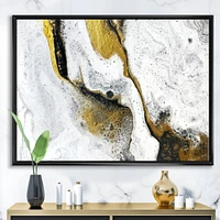 Designart - Gold and Black on White Acrylic Marble