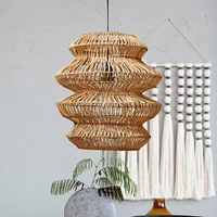 16" Boho Natural Woven Rattan Sculptural Pendant Light