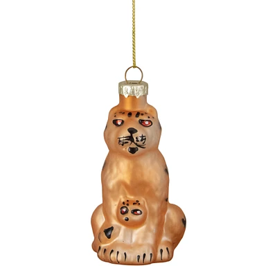 Orange & Black Christmas Leopard Glass Ornament