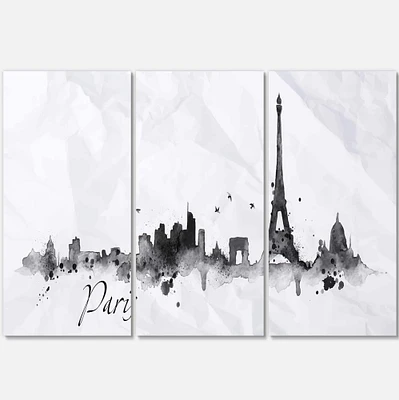 Designart - Paris with Eiffel Silhouette - Cityscape Painting Canvas Print